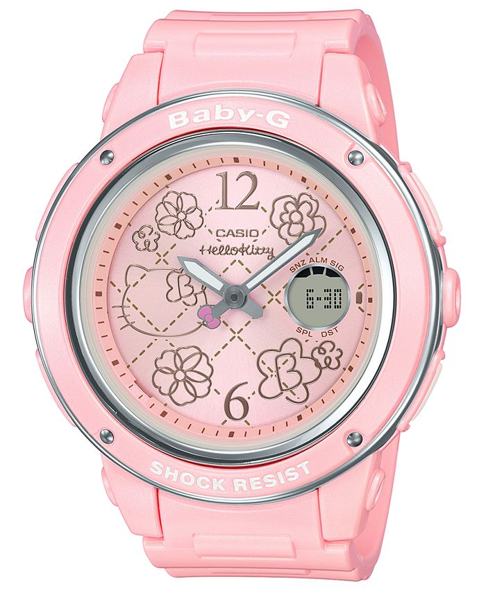 Baby-G Women's Analog-Digital Hello Kitty Pink Resin Strap Watch 
