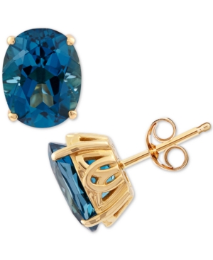 image of London Blue Topaz (4-1/4 ct. t.w.) Stud Earrings in 14k Gold
