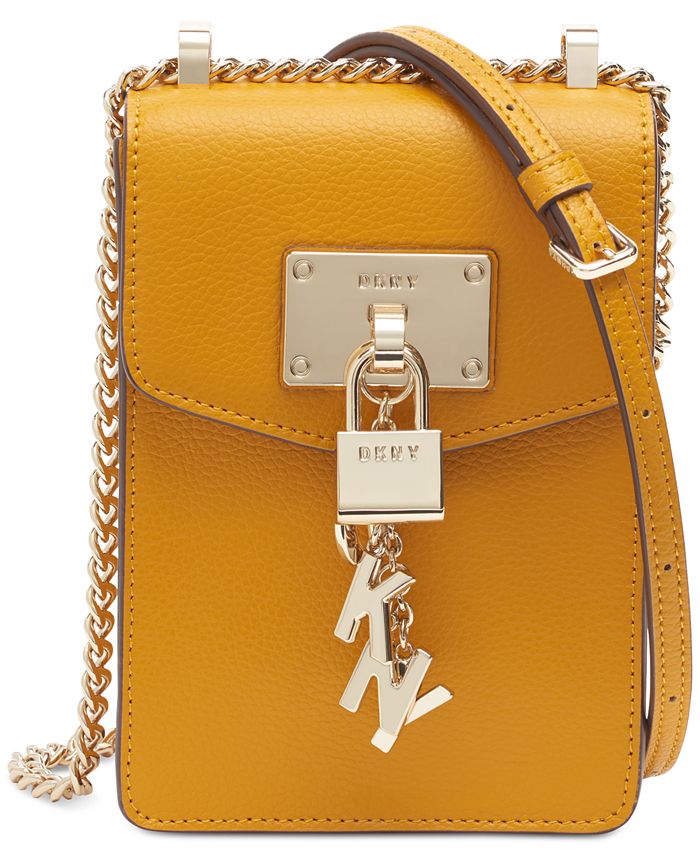 DKNY Elissa Pebble Leather Charm Chain Strap Crossbody, Created for ...