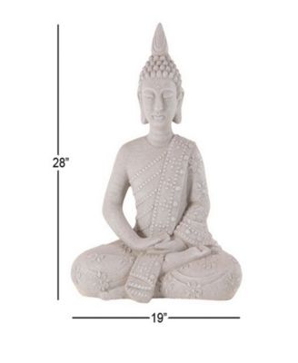 Grey Magnesium Oxide Buddha Garden Sculpture, 28 x 19 x 13