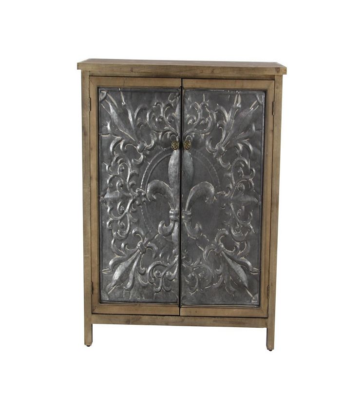 Rosemary Lane Rustic 38" x 36" Rectangular TwoDoor Wood and Iron