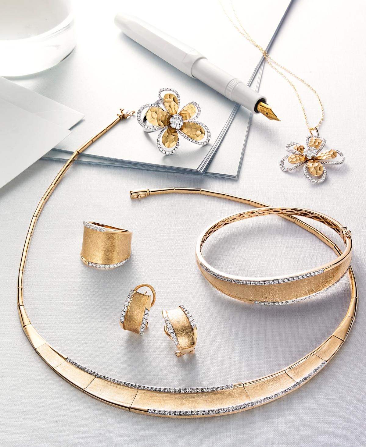 D'Oro by Effy Diamond Flower (1-1/4 ct. t.w.) in Two-Tone 14k Gold