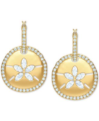 Swarovski - Gold-Tone Crystal Hoop & Sand Coin Convertible Earrings