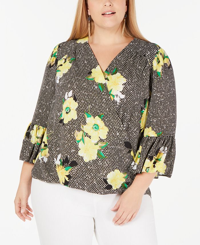 Plus Size Red Floral Print Tunic