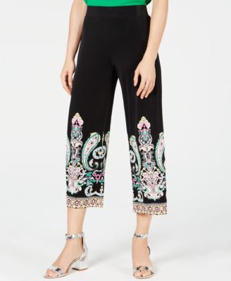 INC International Concepts - Petite Printed Cropped Wide-Leg Pants, Created for Macy's