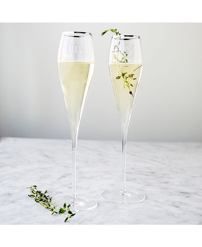 Cathy's Concepts Mr. & Mrs. Gatsby Silver Rim Champagne Flutes Macy's