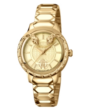 image of Roberto Cavalli By Franck Muller Women-s Swiss Quartz Gold Stainless Steel Bracelet Watch, 34mm