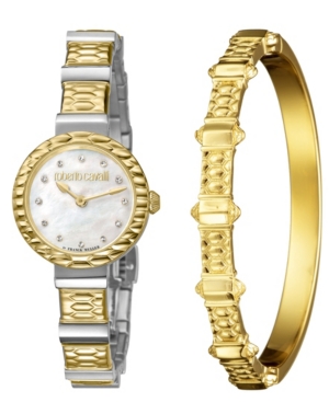 image of Roberto Cavalli By Franck Muller Women-s Diamond Swiss Quartz Two-Tone Stainless Steel Watch & Bracelet Gift Set, 26mm