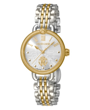 image of Roberto Cavalli By Franck Muller Women-s Swiss Quartz Two-Tone Gold Stainless Steel Bracelet Watch, 30mm