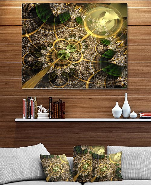 Design Art Designart Dark Green And Gold Fractal Flower Floral Metal Wall Art 40 X 30 Reviews All Wall Decor Home Decor Macy S