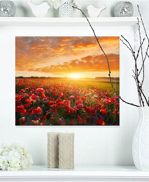 Design Art Designart Beautiful Poppy Field At Sunset Abstract