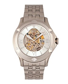 Dantes Automatic White Dial, Skeleton Dial Silver Stainless Steel Watch 47mm