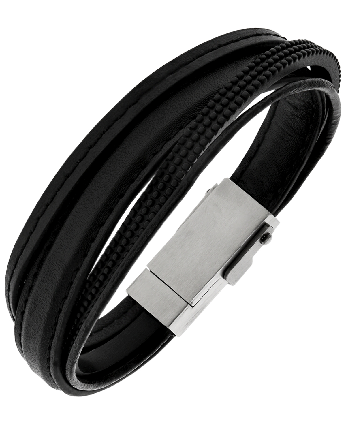 Sutton Multi-Strand Leather And Lightening Cable Bracelet With Usb Clasp - Black