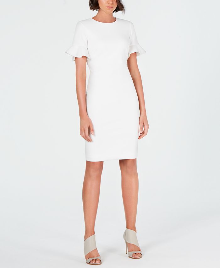 Calvin Klein Flutter-Sleeve Sheath Dress - Macy's