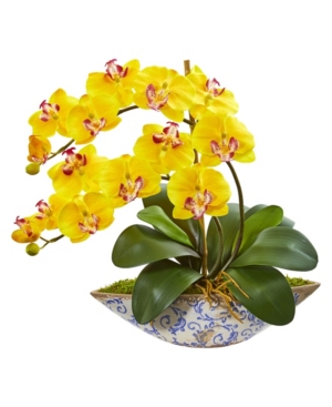 NEARLY NATURAL PHALAENOPSIS ORCHID ARTIFICIAL ARRANGEMENT IN VASE 