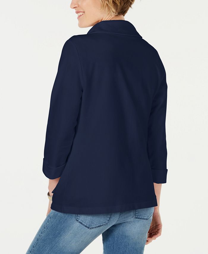 Karen Scott Zip-Up 3/4-Sleeve Jacket, Created for Macy's - Macy's