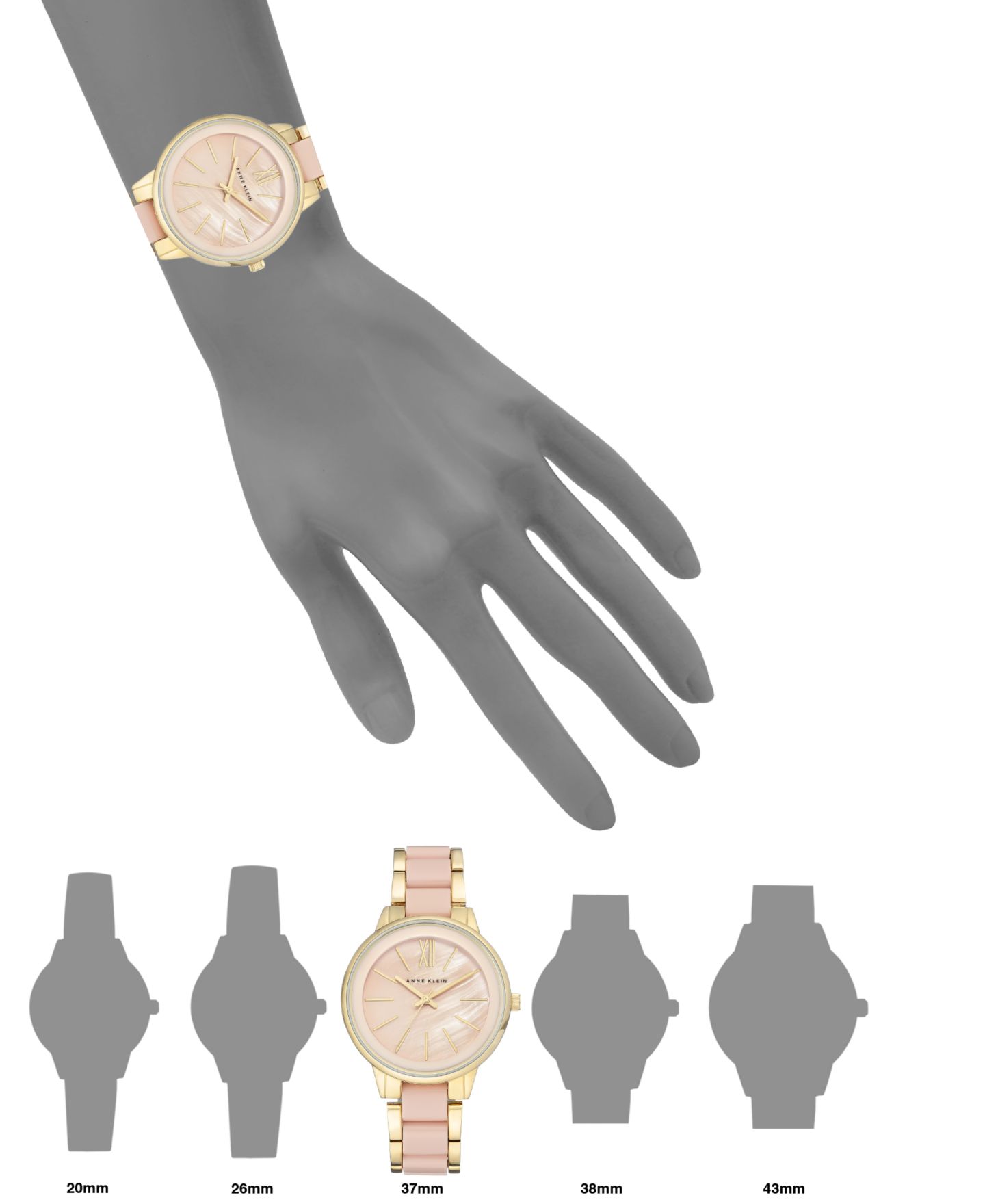 Женские часы Anne Klein Blush с золотистым звеньевым браслетом, 37 мм — фото 4