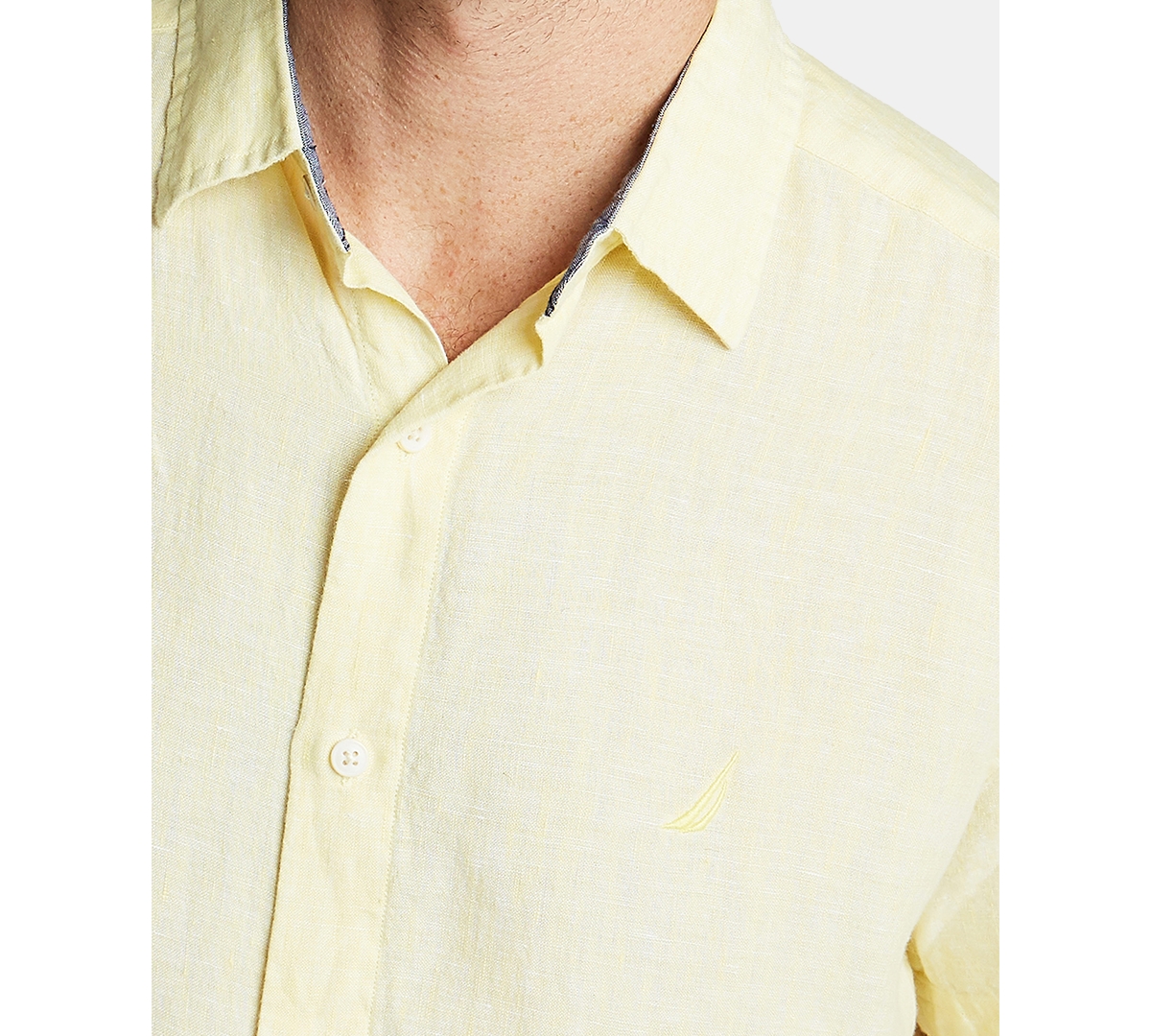 Nautica Men's Classic-Fit Solid Linen Short-Sleeve Shirt