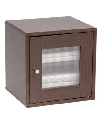 IRIS USA Wood Storage Cube with Window Door, Brown Oak, Kuda Series