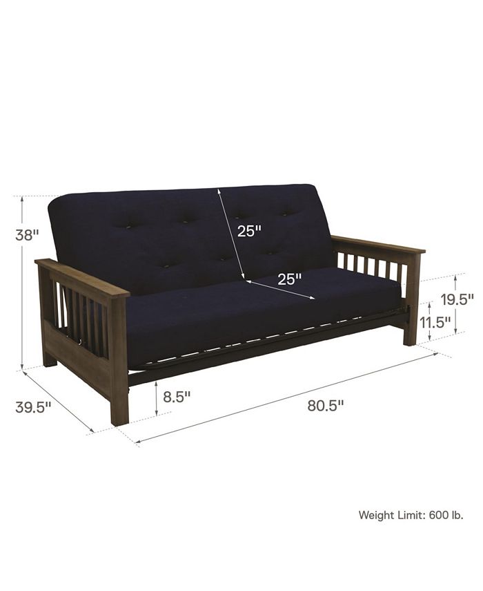 EveryRoom Noah Wood Arm Oak Futon with 6'' Coil Linen Mattress Macy's