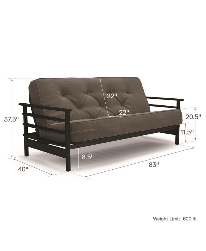 EveryRoom Reilly Espresso Wood Arm Futon with 8'' Coil Linen Mattress