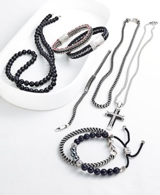 Diamond Link Bracelet (1/10 ct. t.w.) in Black or Blue Ion-Plated Stainless Steel, Created for Macy's