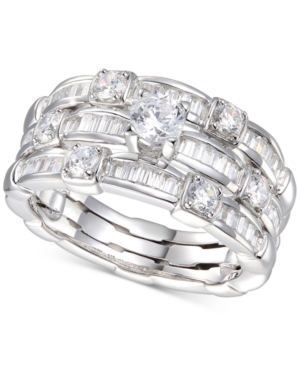 image of Cubic Zirconia Triple Row Band Ring in Sterling Silver