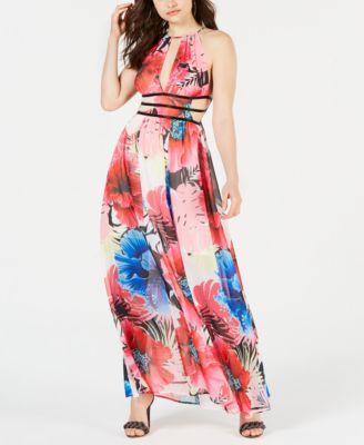 guess long floral print dress