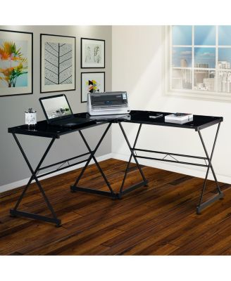 RTA Products - Techni Mobili L-Shaped Glass Computer Desk, Quick Ship