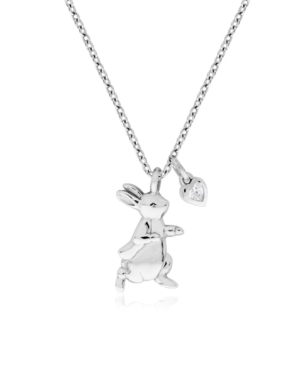 image of Beatrix Potter Sterling Silver Peter Rabbit Cubic Zirconia Pendant Necklace