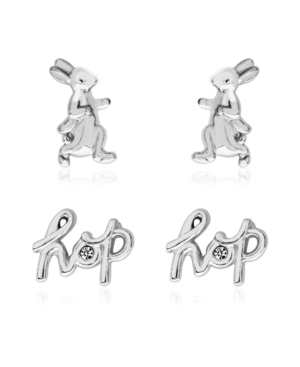 image of Beatrix Potter Sterling Silver Peter Rabbit Hop Set of 2 Stud Earrings