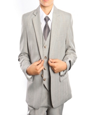 image of Tazio Glen Plaid Classic Fit 2 Button Vested Suits for Boys