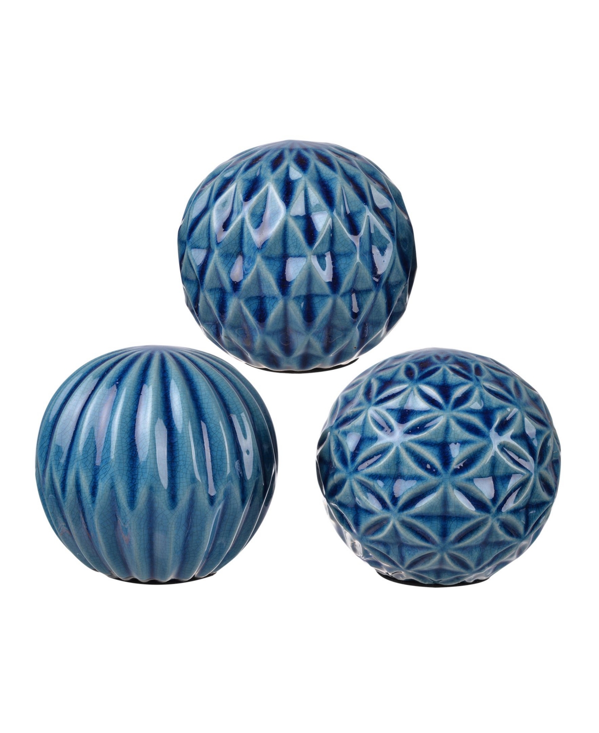 Ab Home Marbleized Ball Accents Patterned, Set Of 3 In Blue