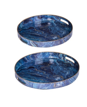 Ab Home Modern Chic Trays, Set Of 2 In Blue