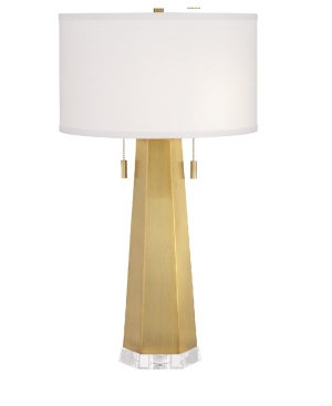 Pacific Coast Hex Metal And Crystal Table Lamp In Brushed Antique Brass