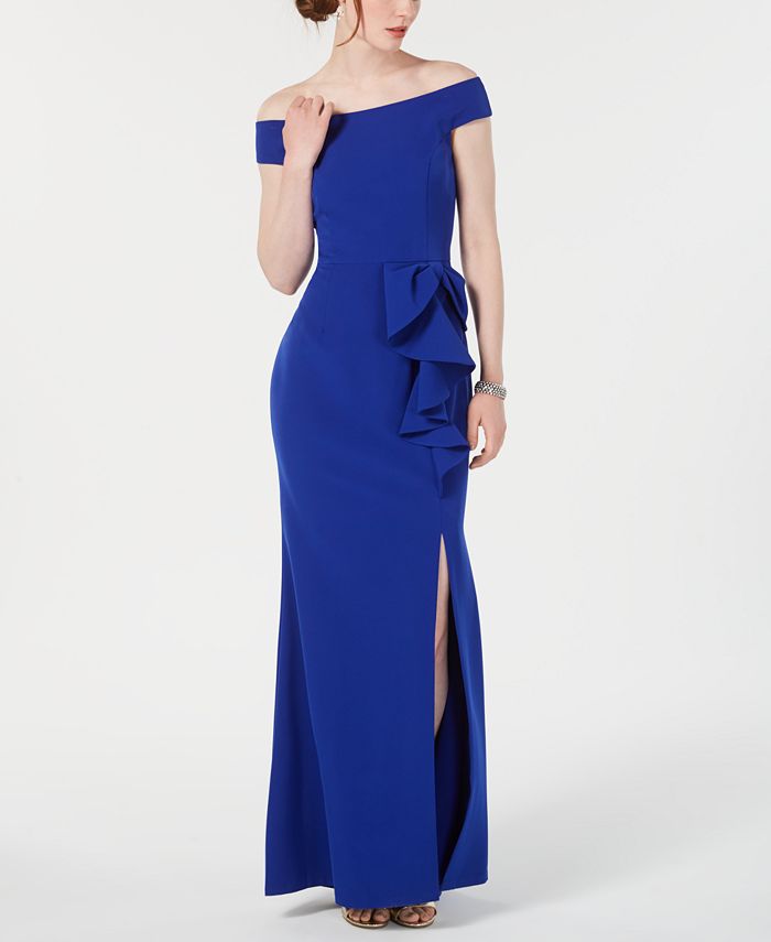 vince camuto ruffled gown