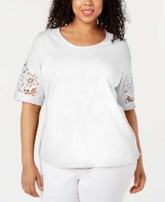 macys plus size white blouses