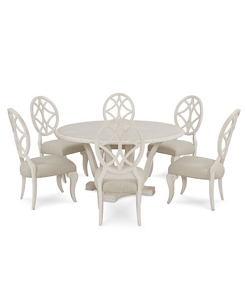 Jasper County Dogwood Round Dining Furniture 7 Pc Set Table 6 Side Chairs