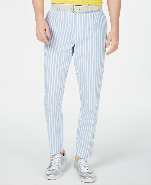 Inc Men S Bold Seersucker Slim Fit Pants Created For Macy S