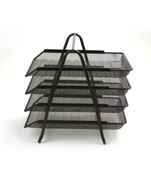 Mind Reader Desk Organizer with 4 Sliding Trays for Letters Documents Mail Files Paper