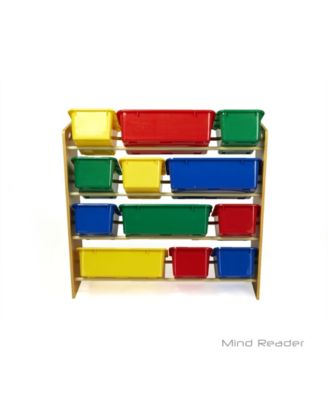 Mind Reader Toy Storage Organizer with 12 Storage Bins, Kids Storage for Bedroom