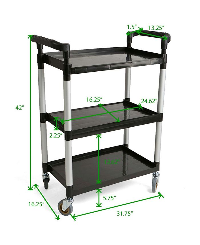 Mind Reader 3 Tier Mobile Rolling ALL Purpose Coffee Cart with Handles