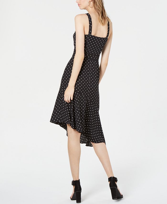 Women Brown Polka Dot Asymmetric Hem Maxi Dress