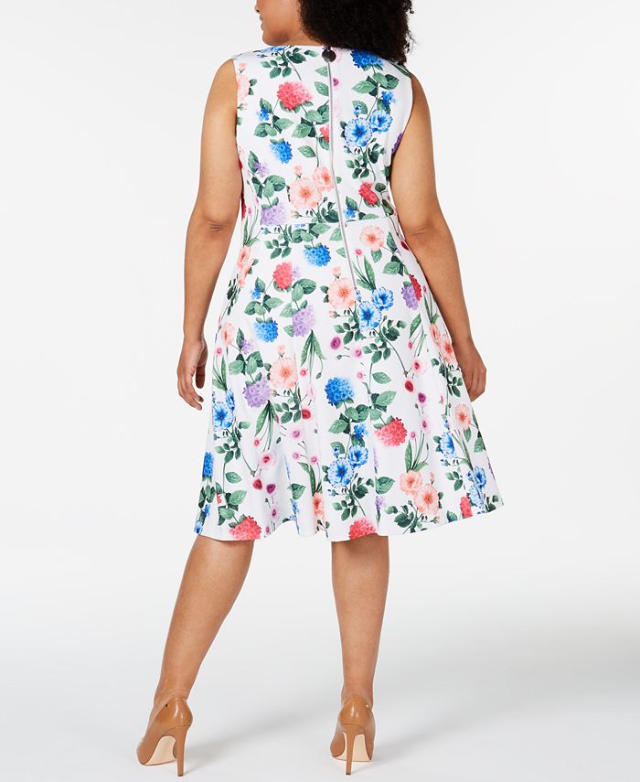 Calvin Klein Plus Size Floral-Print A-Line Dress & Reviews - Dresses ...
