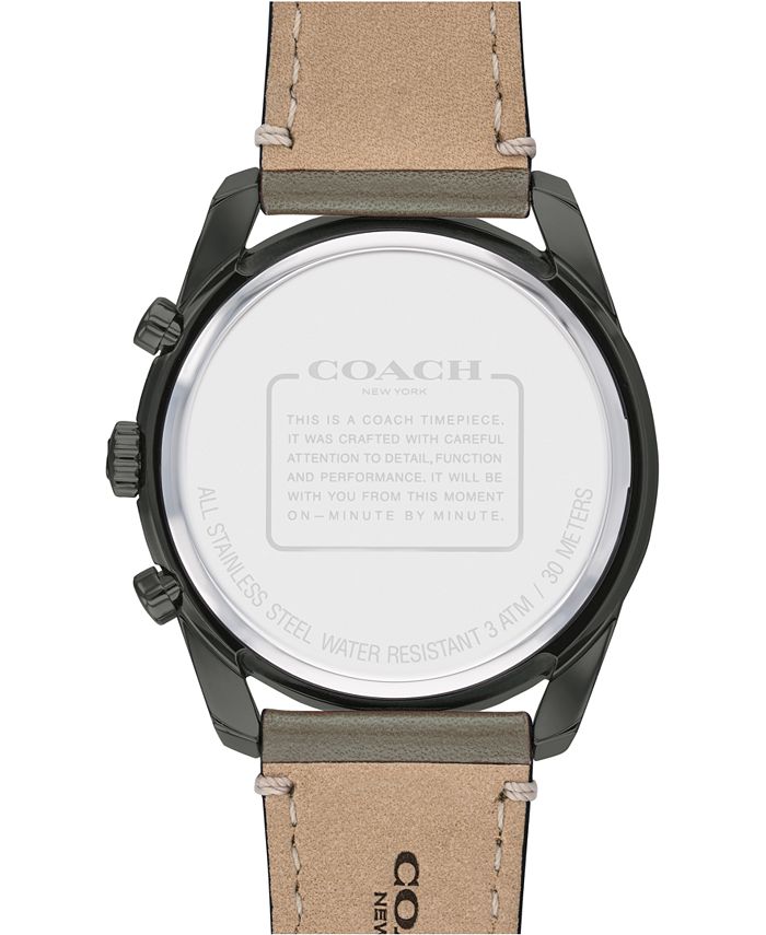COACH Men's Chronograph Thompson Sport Fog Gray Leather Strap Watch