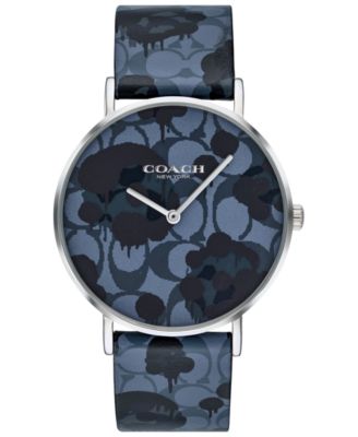 COACH - Women's Perry Blue Printed Leather Strap Watch 36mm