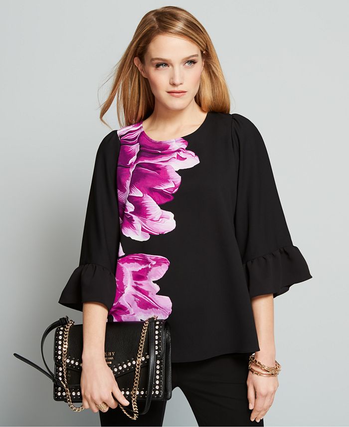 Alfani Petite Bell-Sleeve Floral-Print Top, Created for Macy's ...