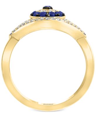 EFFY&reg; Sapphire (1/4 ct. t.w.) and Diamond (1/6 ct. t.w.) Evil Eye Ring in 14k White or Yellow Gold 