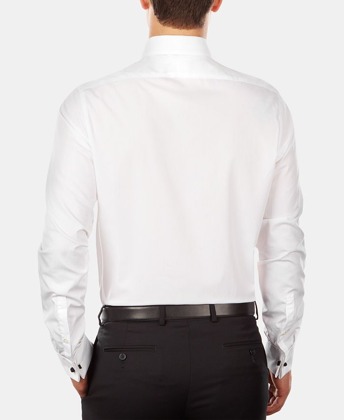 Calvin Klein Men's Slim-Fit Solid French Cuff Dress Shirt & Pre-Tied ...