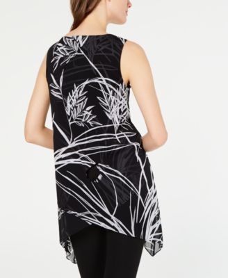 Alfani Printed Handkerchief-Hem Top, Created For Macy's - Macy's